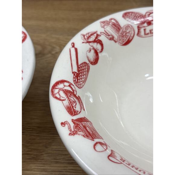 Le Comptoir de Famille Le Petit Déjeuner Red 7” Deep Bowls France Set of 5 - Picture 4 of 9